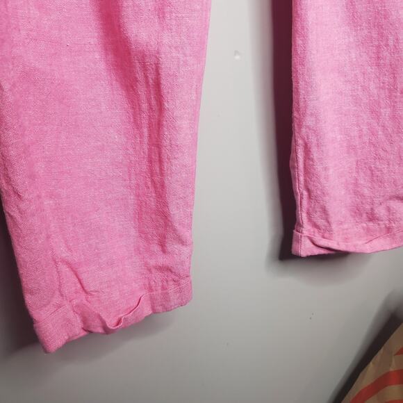 J.Crew Factory Linen-Cotton Drawstring Pant Pink Linen Cotton Blend Women's 8 - Picture 3 of 15